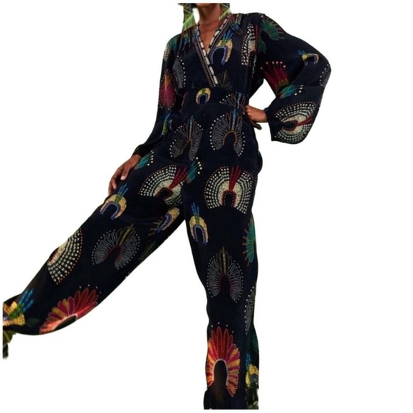 Farm Rio Wonderful Headdress Longsleeve Jumpsuit NEW - Picture 2 of 5